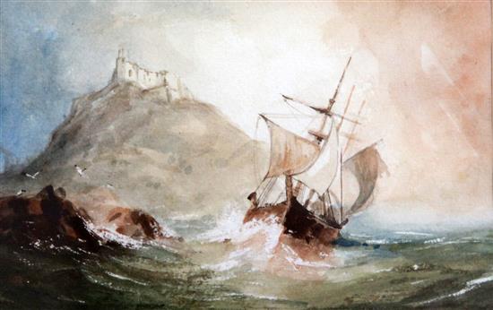 Henry Barlow Carter (1804-1868) Fishing boat of Lindesfarne, 5 x 8in.